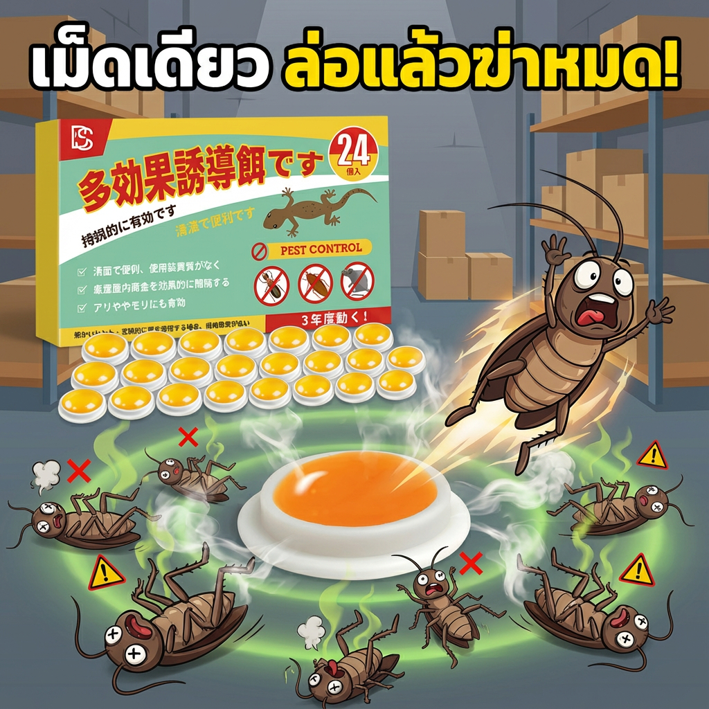 สูตรใหม่แรงกว่าเดิม! ฆ่าแมลงสาบ กำจัดแมลงสาบ ยากำจัดแมลงสาบ ติดเชื้อ 1 ตัว ตายทั้งรัง ไม่เป็นอันตรายต่อผู้คน