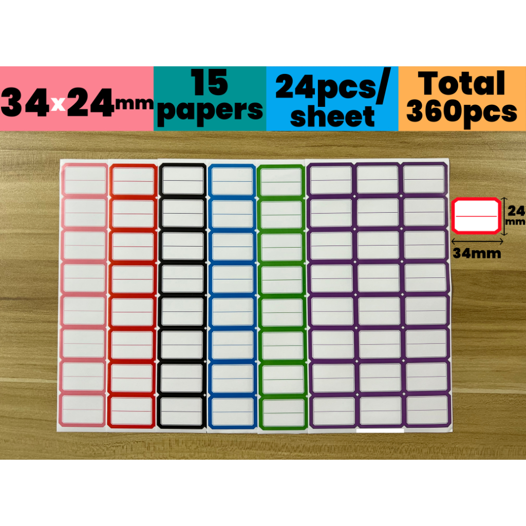 34x24มม.,201,24ชิ้น/แผ่น,สติกเกอร์ฉลากสีสามารถเขียนด้วยลายมือเครื่องหมายการจําแนกสํานักงานการศึกษาชีวิตป้าย,เครื่องเขียนนักเรียน,เครื่องใช้สํา