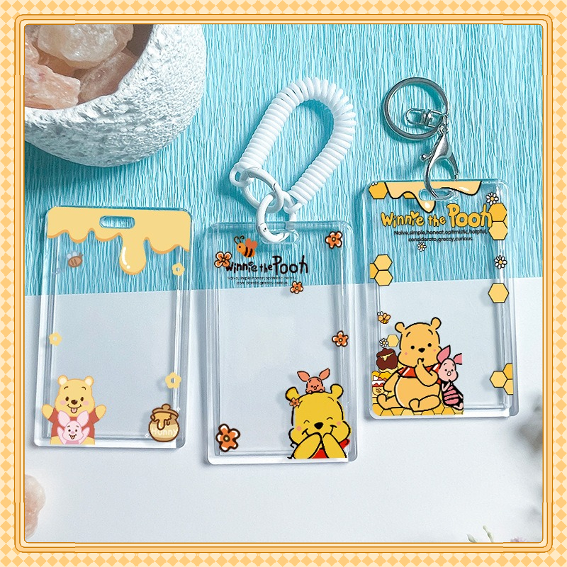 พร้อมสต็อก ใส วินนี่ หดเชือกเส้นเล็ก ผู้ถือบัตรหมีพูห์ เครื่องประดับหลายบัตร ป้องกันสูญหาย กรณีถุงเสน่ห์ ควบคุมการเข้าถึง รถบัส