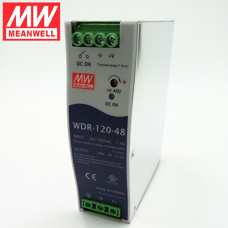 MEAN WELL WDR-120 Rail Switching Power Supply 12 V/24 V/48 V 380 V ถึง 24 V อุตสาหกรรม DC Power Supp