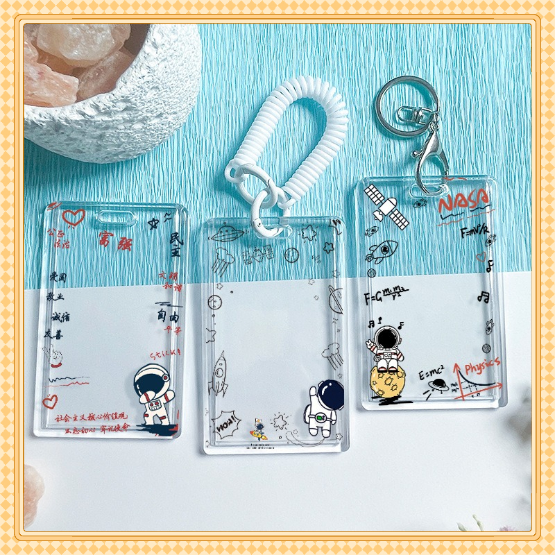 พร้อมสต็อกใส นาซ่า นักบินอวกาศหดเชือกเส้นเล็กผู้ถือบัตรนักบินอวกาศหลายอุปกรณ์เสริมบัตรง่ายผู้ถือบัตรป้องกันการสูญหายกรณีกระเป๋าเสน่ห์ควบคุมแฟ นาย