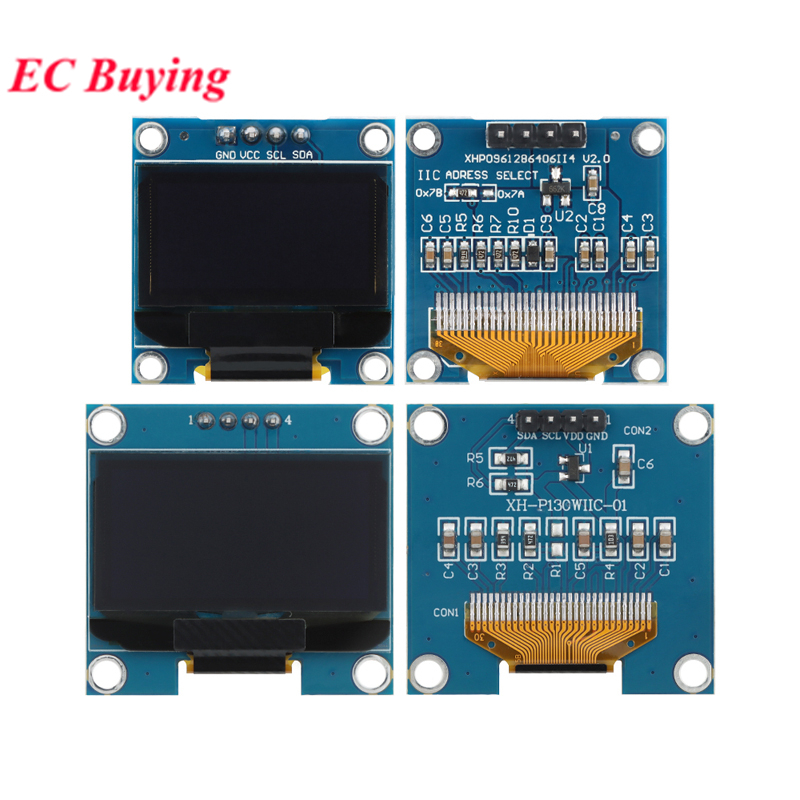 โมดูลจอแสดงผล OLED 0.96 1.3 นิ้ว 128x64 IIC I2C SSD1306 SH1106 สีขาวสีฟ้าสีเหลืองสีฟ้า 4Pin
