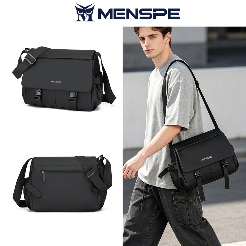 MENSPE Mens กระเป๋าสะพาย Mini Cross Body กระเป๋า Casual น้ําหนักเบากระเป๋า Messenger ความจุขนาดใหญ่กันน้ํา Leisure Street เดินทางกลางแจ้งขี่สําหรับชาย