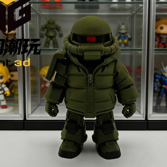 รุ่น Q Gundam Green Tie โบราณลงเสื้อแจ็คเก็ต Off-the-Hood สไตล์ Mass ผลิตประเภท Tie โบราณ 3D การพิมพ์รุ่นรูปเดสก์ท็อปตกแต่ง