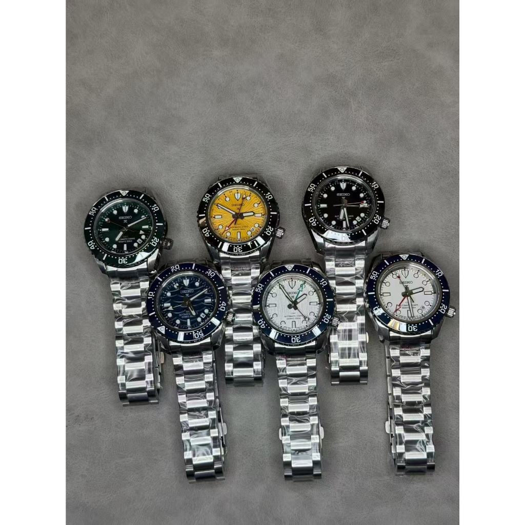 Seiko Automatic Mechanical GMT นาฬิกาข้อมือดําน้ํากีฬานาฬิกาเหล็กวงนาฬิกากันน้ํา