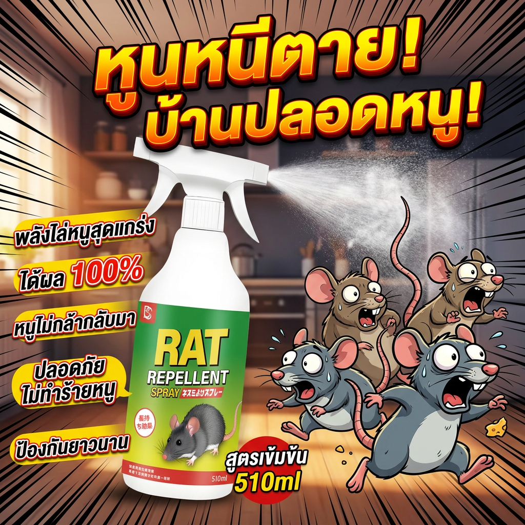 🐭ไม่เห็นหนูอีกเลย🐭MINI สเปรย์ไล่หนู น้ำยาไล่หนู สเปรย์ไล่หนูรถ สเปรย์ไล่หนูในรถยนต์ 500ml ปราศจากสารเคมีอันตราย ไล่หนู ในบ้าน ในรถยนต์