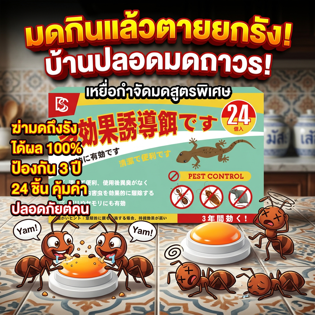 24เม็ด ตัวเดียวกิน ทั้งรังตายหมด MINI เจลมด เหยื่อมด กําจัดมด ยาฆ่ามด ฟลูโคลอริคลอพริก 0.5%, ไทอิมิดาโคลพริด 4% อัตราการตายสูงถึง 99.9% เจลกําจัดมด ฆ่ามด ยากําจัดมด