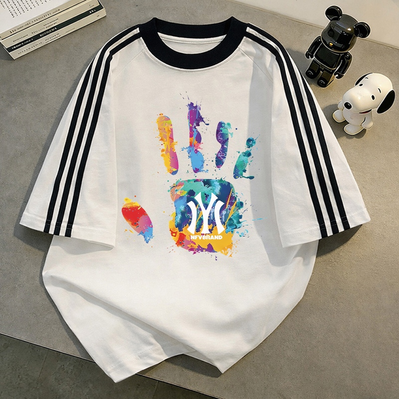 【จัดส่งจากกรุงเทพฯ】LABZAA ลำลองแมทช์ลุคง่าย⚡เสื้อยืดทรงหลวม ระบายอากาศ ลายมือ ผ้าหนายับยากรีดง่าย ผ้าฝ้าย 100% YG551 ราคา ถูกที่สุด ดีลบีเคเค แกลเลอรีภาพที่ 3