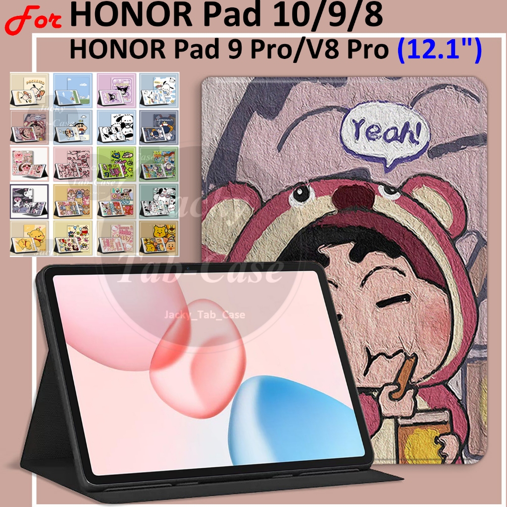 สําหรับ HONOR Pad 10 9 8 V8 Pro 12.1 นิ้วแฟชั่นรูปแบบการ์ตูนกรณีพลิก, HEY3-W00 HEY3-W10 ROD-W09 HEY2