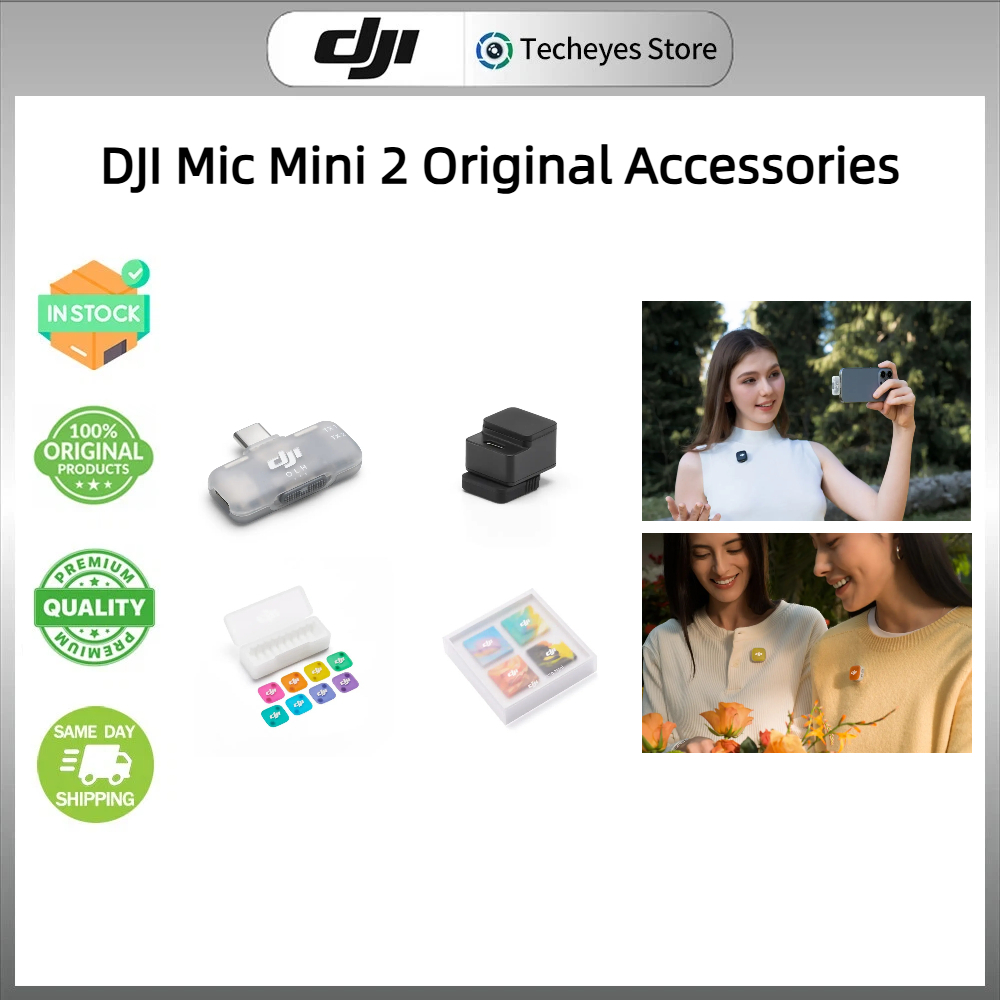อุปกรณ์เสริม DJI Mic Mini 2 - ฝาครอบแม่เหล็กหลากสี Lightning & อะแดปเตอร์กล้อง Vlog ชุดบันทึก