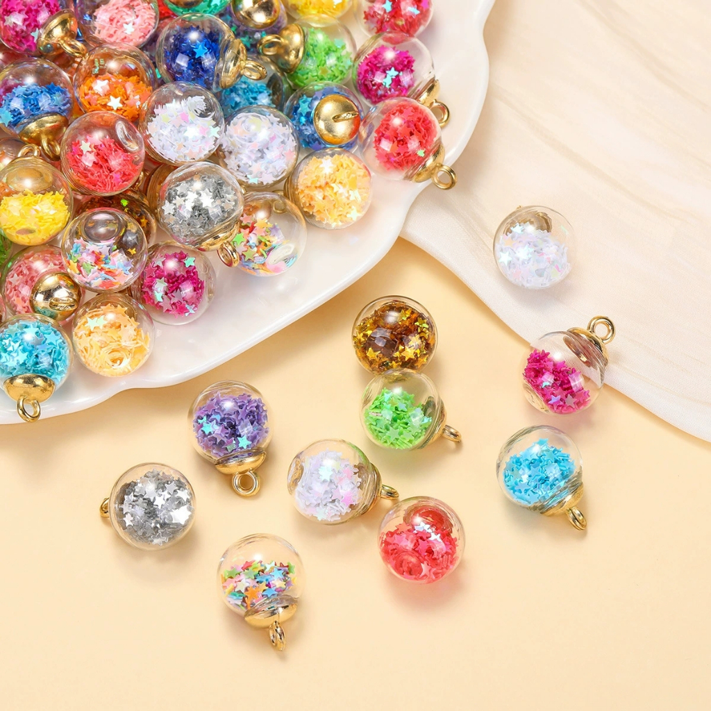 จี้ลูกบอลแก้วใส 50 ชิ้น, DIY สร้อยข้อมือสร้อยคอเครื่องประดับทําต่างหูอุปกรณ์เสริม