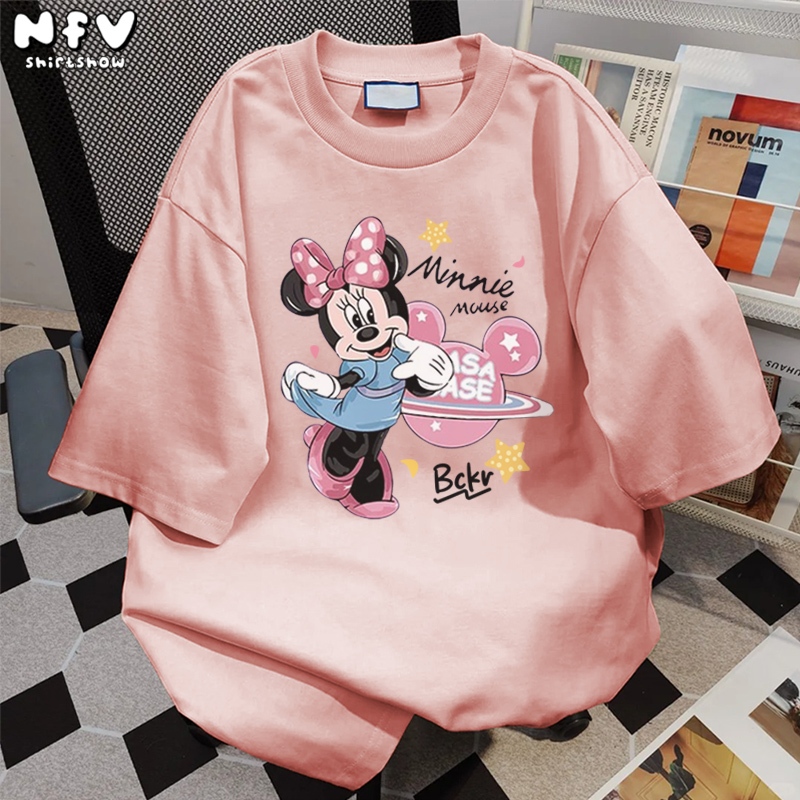 NFV มาใหม่✨ลายมินนี่เมาส์ เสื้อยืด oversize ทันสมัย ผ้าฝ้ายแท้ เกรดพรีเมี่ยม ฤดูร้อน YG344