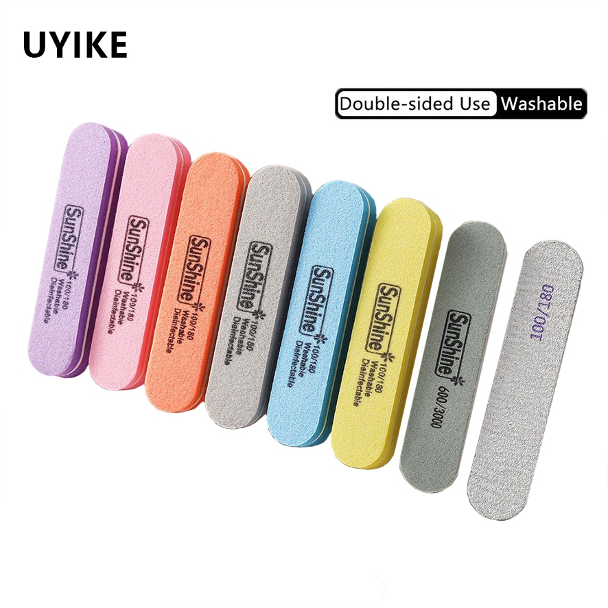 UYIKE เครื่องมือทําเล็บ Mini ฟองน้ําสองด้านตะไบเล็บน่ารักและแบบพกพาหยาบและวิจิตรกรวดขัดไฟล์ดูแลเล็บ 100/180 กรวด