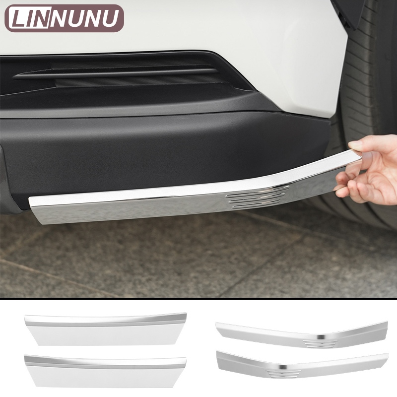 LINNUNU สแตนเลสด้านหน้าและด้านหลังกันชนมุม Chrome Trim Bright Strip สําหรับ Toyota RAV4 XA60 2026 20