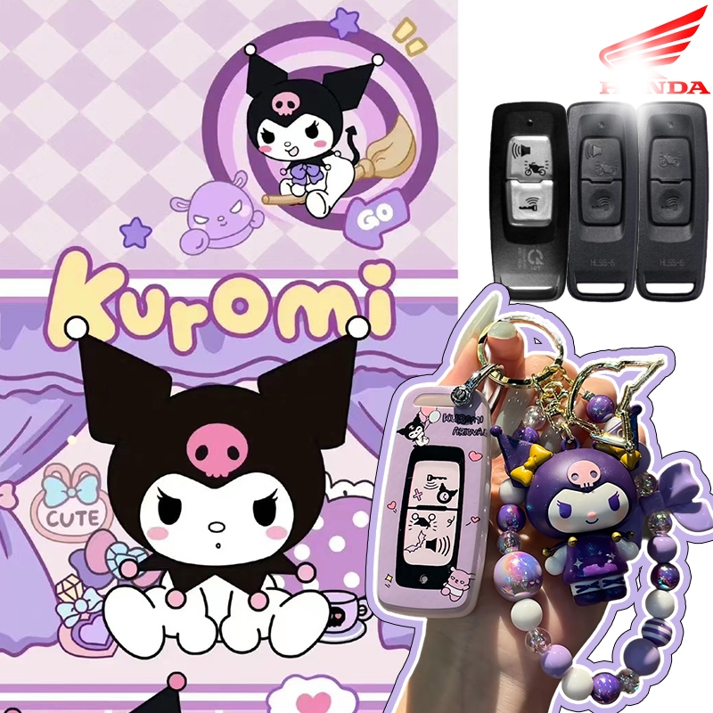 Kitty Kuromi Sanrio Honda pcx160/giorno/forza 350/คลิก160 Vision พวงกุญแจรถฮอนด้าปลอกกุญแจซิลิโคน Keyless Remote ยางกุญแจป้องกันปลอก เคสกุญแจรถมอเตอร์ไซค์