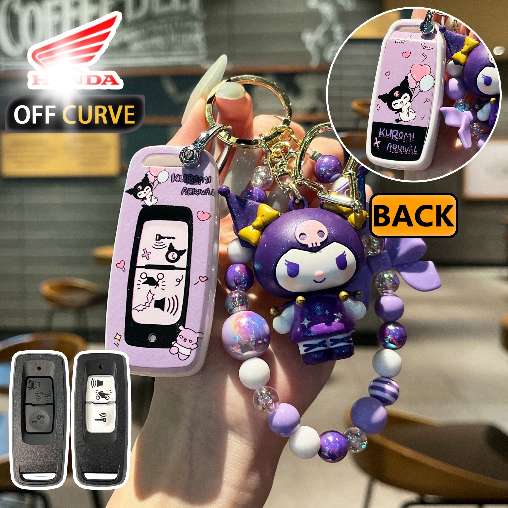 OFF CURVE Kuromi Sanrio Honda pcx160/giorno/forza 350/คลิก 160 พวงกุญแจรถจักรยานยนต์ Honda เคสกุญแจรถ