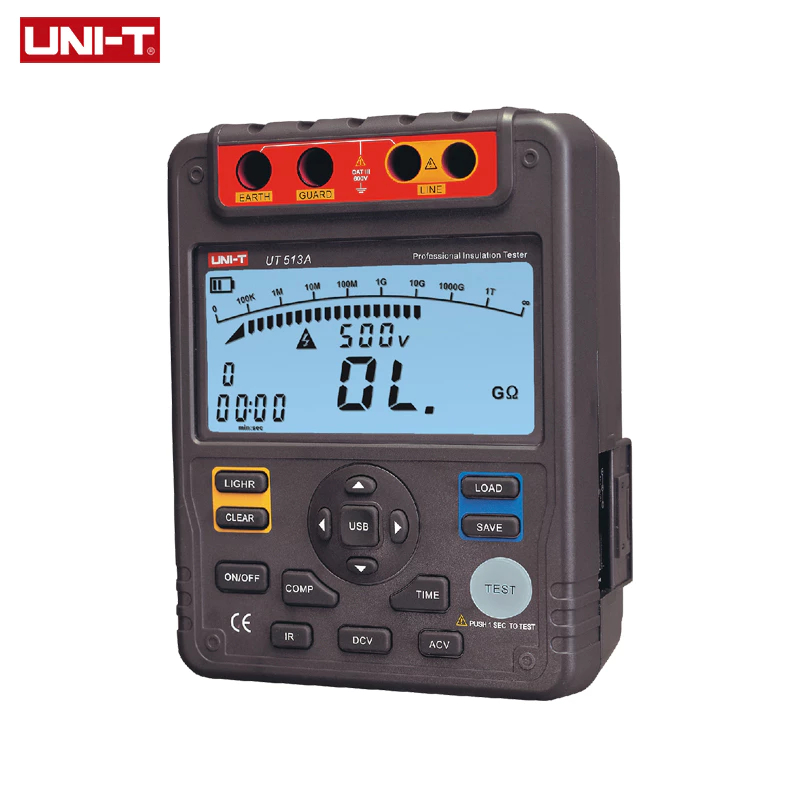 UNI-T เครื่องทดสอบความต้านทานฉนวน UT511 UT512 UT513A เครื่องทดสอบฉนวนมืออาชีพ 600V AC DC เครื่องทดสอ