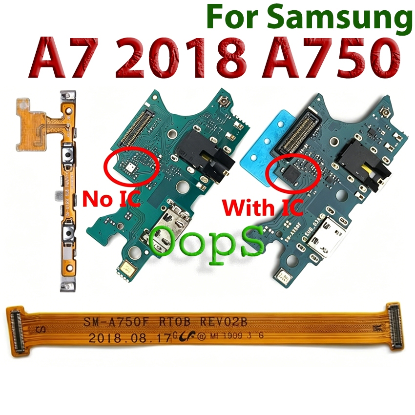 ใหม่สําหรับ SAMSUNG A7 2018 A750 A750F โทรศัพท์ Fast IC Charger ชาร์จหลักเมนบอร์ด Connector Power On Off Flex Cable