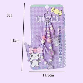 ของแท้ ซานริโอ ครอบครัวครีมลูกปัดพวงกุญแจการ์ตูนหูใหญ่สุนัขตุ๊กตาโทรศัพท์มือถือโซ่จี้