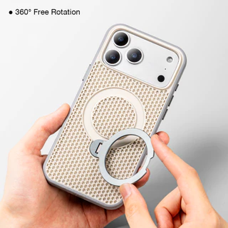 Sanptoch สําหรับแม่เหล็ก Cooling Hole Stand เคสโทรศัพท์สําหรับ iPhone 17 16 15 14 13 Pro Max การกระจายความร้อนปกหลังสําหรับ iPhone 16 15 14 Plus ผู้ถือโลหะผสมป้องกันปลอก