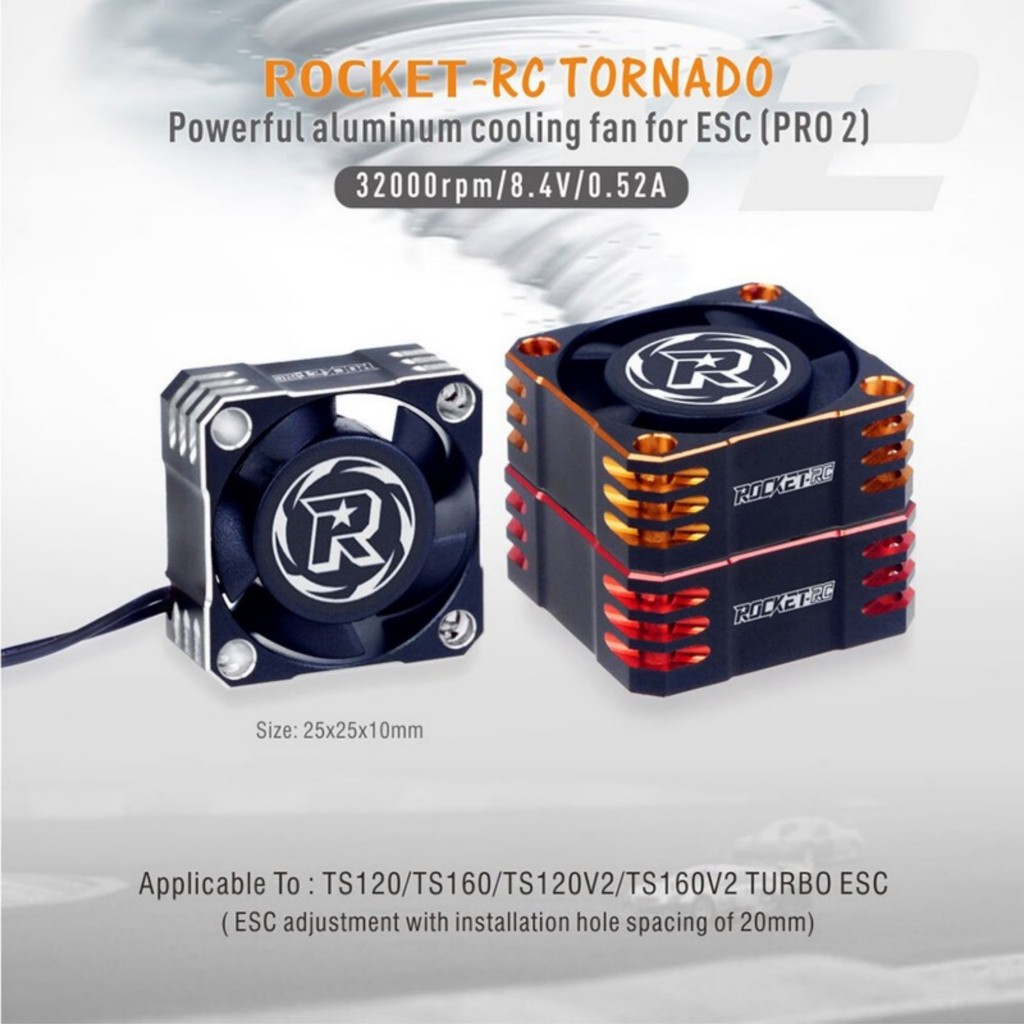 Rocket 25 มม. 32000RPM พัดลมระบายความร้อนโลหะสําหรับ 1/8 1/10 RC มอเตอร์ไร้แปรงรถ