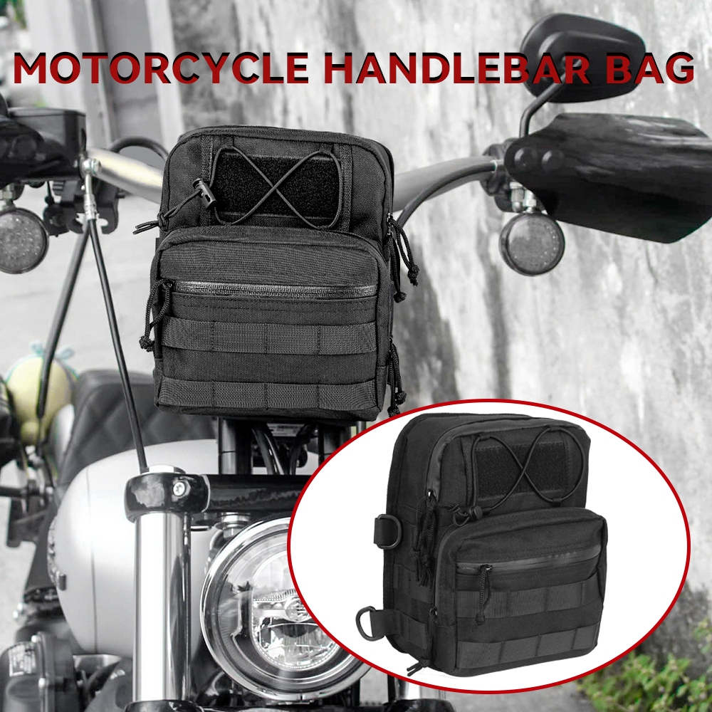รถจักรยานยนต์Handlebarกระเป๋าด้านหน้ากระเป๋าUniversalสําหรับHarley Touring Softail Sportster XL Dyna T-Bar Clubสไตล์จับกระเป๋า