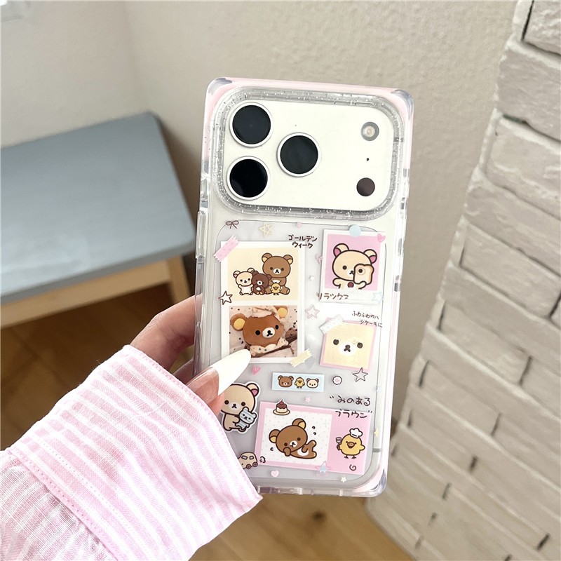 IPhone 17 Pro max Relaxed Bear รูปแบบภาพถ่าย TPU materia IMD กระบวนการเคสโทรศัพท์
