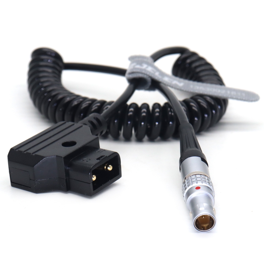 Coiled D-Tap to 0B 2Pin Male Power Cable for Blackmagic Pyxis 6K, SmallHD, Teradek, Z CAM