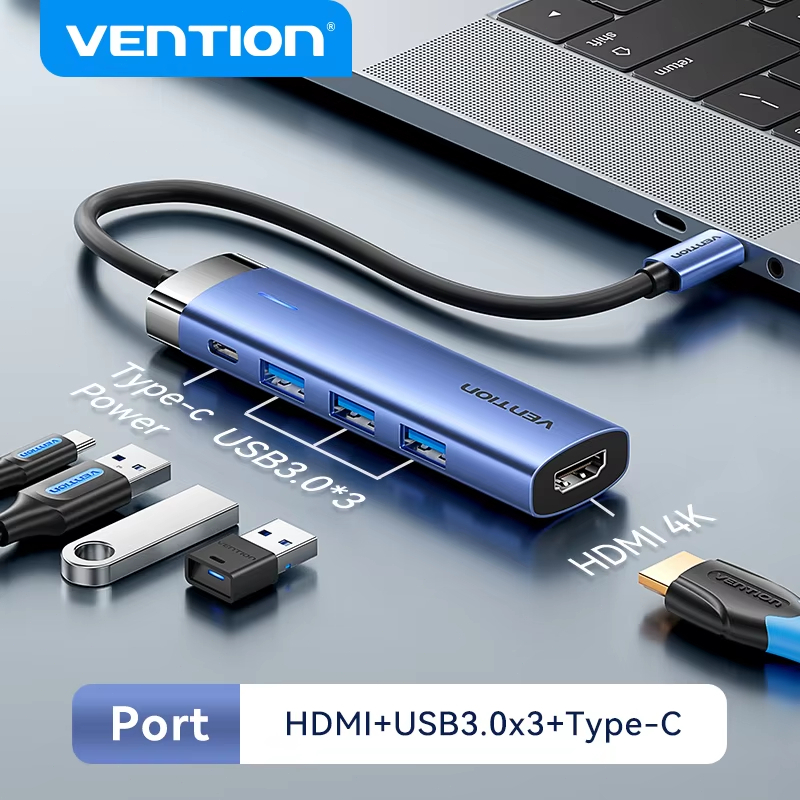 Vention USB C HUB Type-C ถึง HDMI2.0 อะแดปเตอร์ 4K30Hz USB 3.0 HUB PD100W Dock Splitter USB HUB