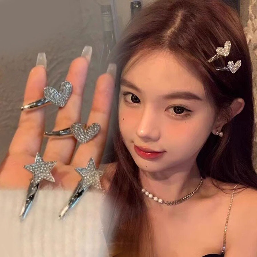 กิ๊บติดผมด้านข้างแบบMini BangsและDuckbill เพชรระยิบระยับ สำหรับสไตล์หวาน ๆ และหรูหรา