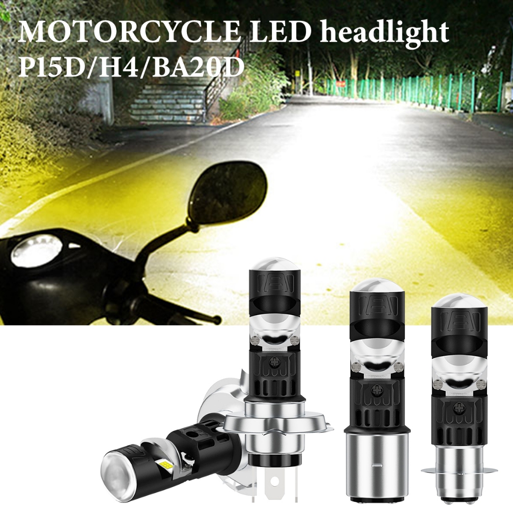 1 PC H4 เลนส์ไฟหน้ามินิเลนส์ LED Ba20d หลอดไฟรถจักรยานยนต์รถยนต์สําหรับ Yamaha Kawasaki Suzuki P15D H6 T19 LED