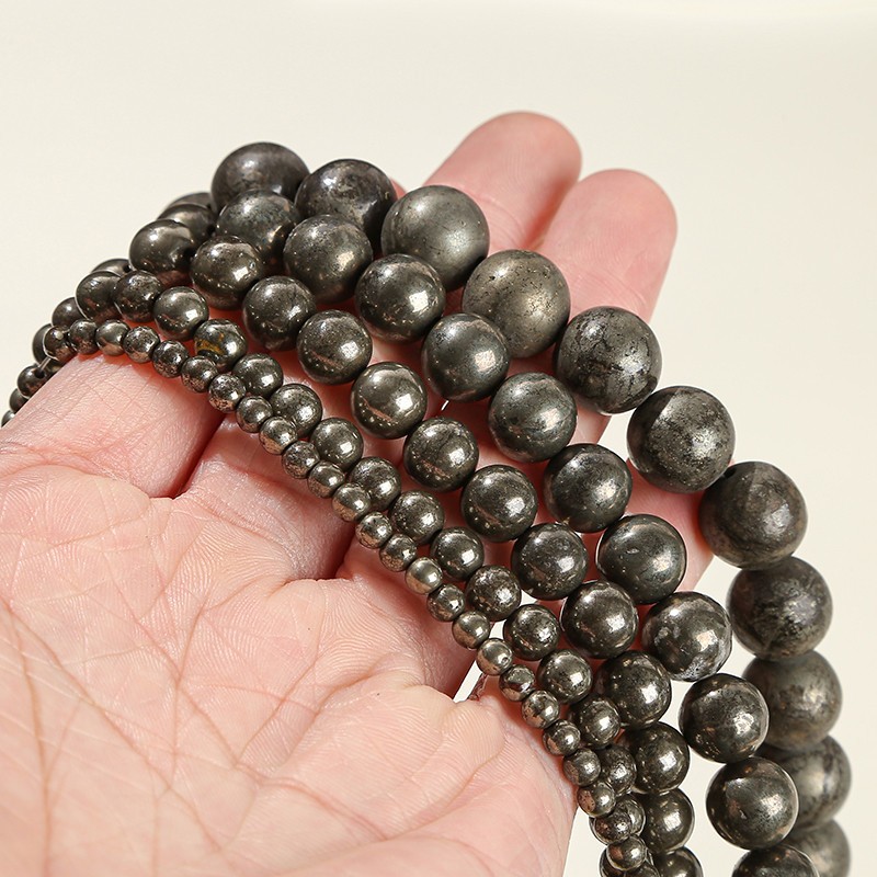 หินธรรมชาติ ไพไรต์ สำหรับทำสร้อยข้อมือเอง หลากหลายขนาด เครื่องประดับอุปกรณ์เสริม