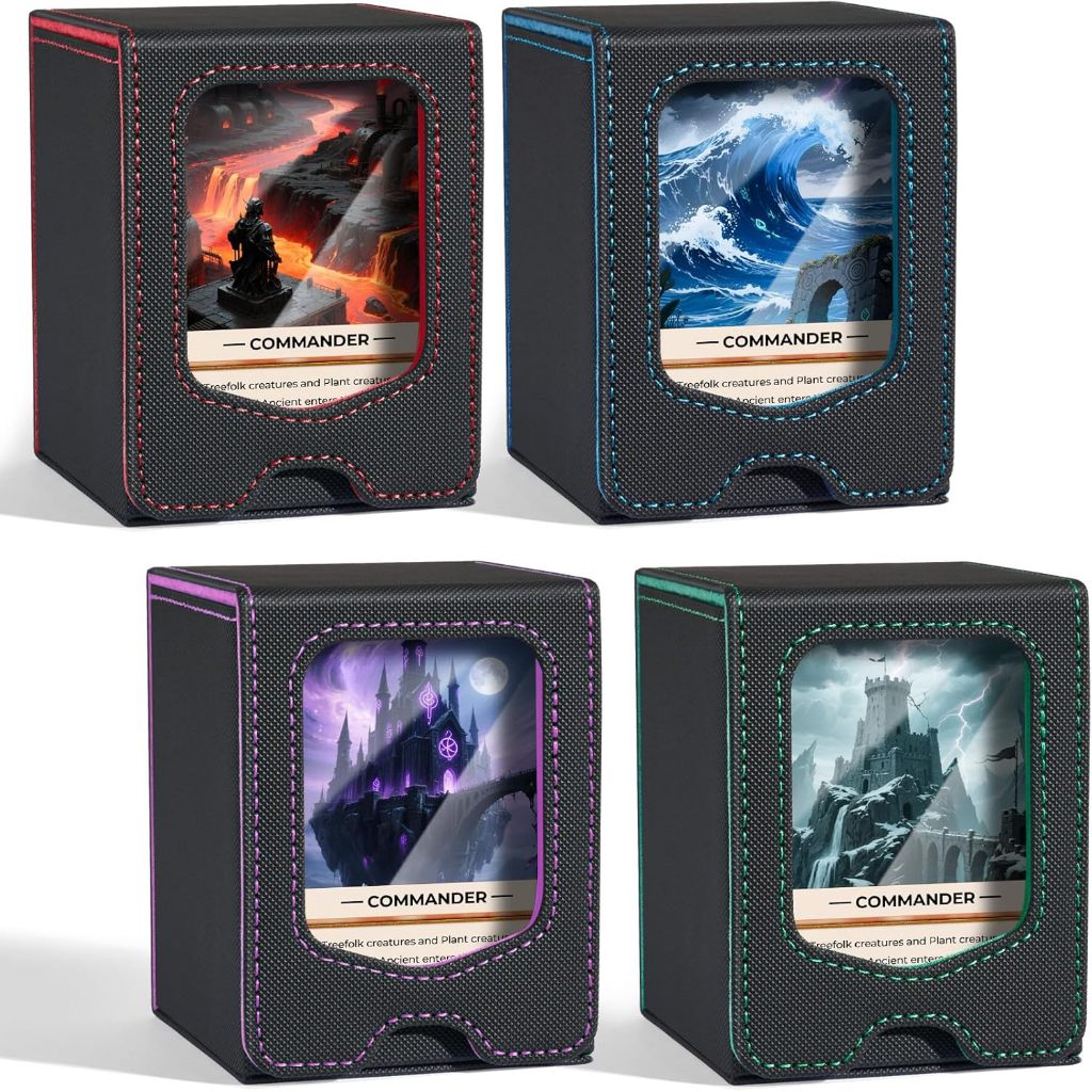 Deck box ฝาพับ พร้อมช่องหน้าต่างโปร่งใส เก็บการ์ดได้มากกว่า 100 ใบ Fits MTG Commander การ์ด กล่องเก็บของ