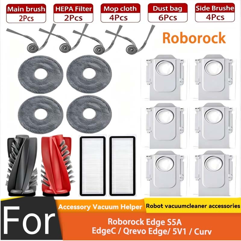สําหรับ Roborock Edge S5A / EdgeC / Qrevo Edge/ 5V1 / Curv ชิ้นส่วนสูญญากาศ (18 ชิ้น)