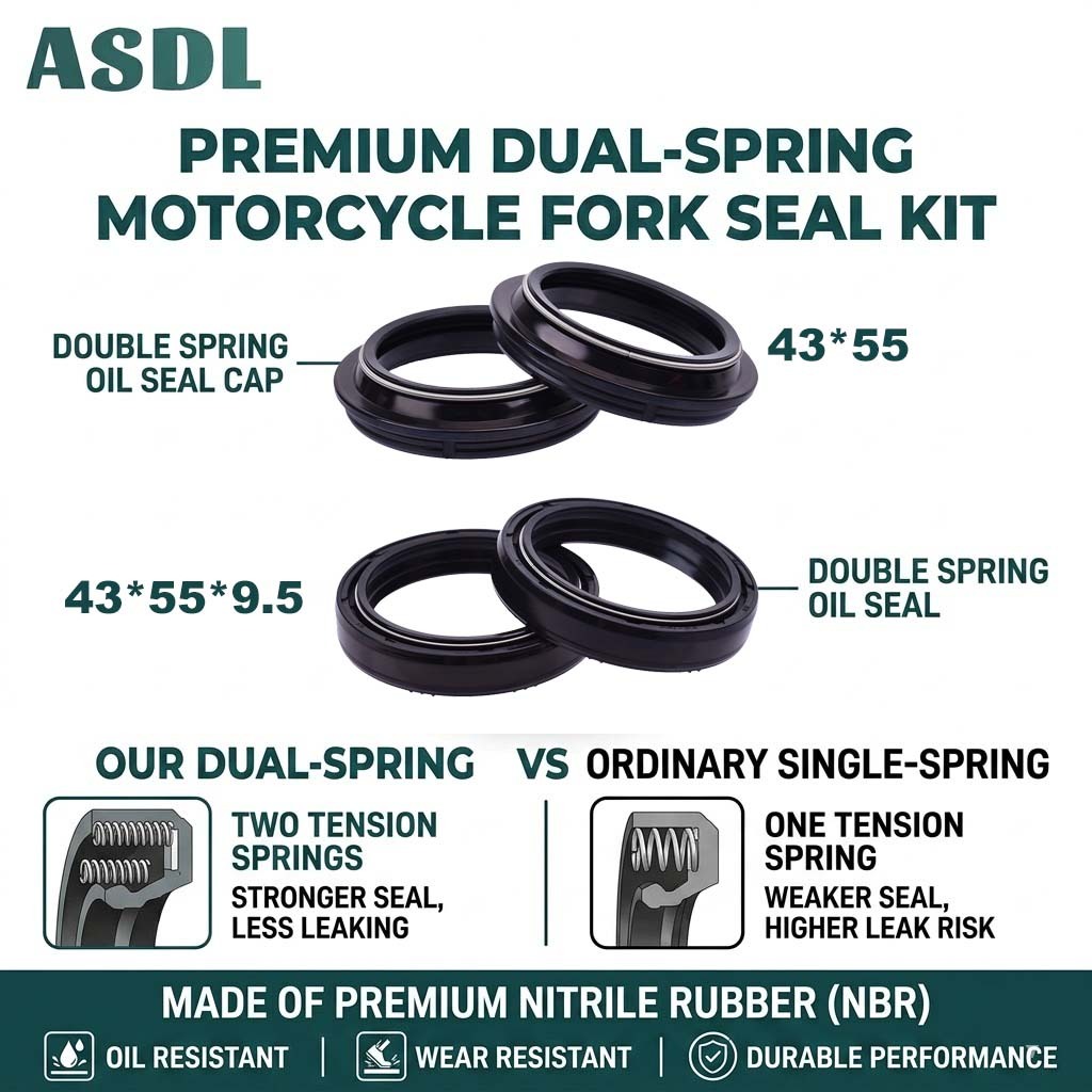 ASDL 43*55*9.5/10.5 รถจักรยานยนต์ด้านหน้า Foork ซีลน้ํามันฝุ่นสําหรับ Kawasaki KX125 KDX200 KDX220 KLX250 KX250 KLX300 KX500 ZX6R ZX7R ZXK1 ZXR750V1000 อุปกรณ์มอเตอร์ไซค์ KL