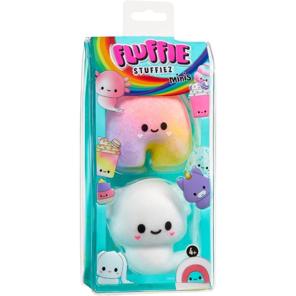 Fluffy Stuffiez Rainbow & Axolotl Minis Collectors Edition Plush, Surprise เปิดเผยแกะ Soft Touch เกม