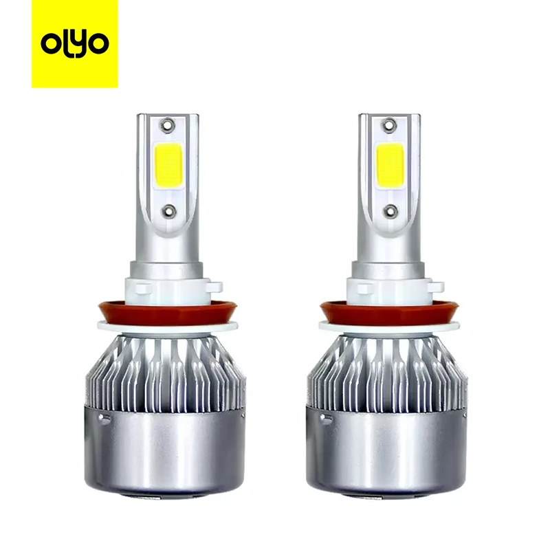 OLYO C6 ไฟหน้ารถ LED H1 H3 H4 H7 H11 9005 9006 36W 6000K 1 คู่