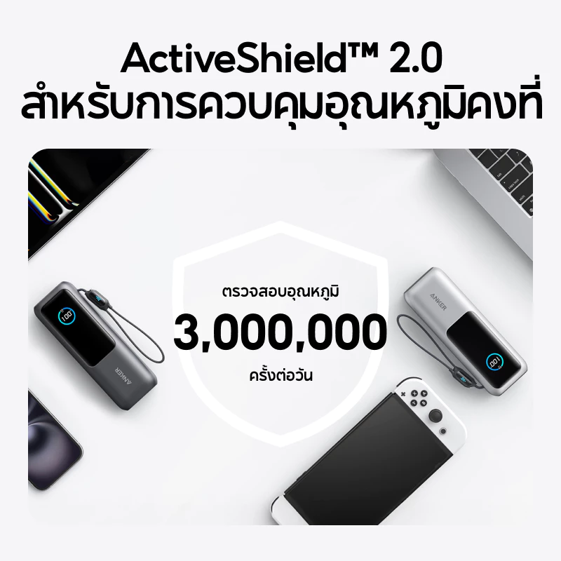 Anker Laptop Power Bank 25,000mAh Portable Charger พร้อมพอร์ต USB-C Triple 100W สําหรับการชาร์จหลายอุปกรณ์, สายเคเบิลในตัวและหดได้ For Macbook/for Iphone 18 Pro Max/17/16 Dell thumbnail 6