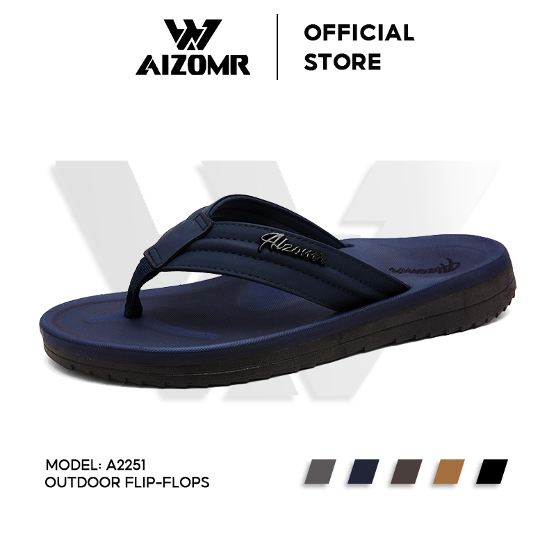 AIZOMR Mens Sandals/Flip-flops ทนต่อการสึกหรอและกันลื่น มีรองรับส่วนโค้ง ผลิตจากวัสดุ EVA/PVC ดีไซน์ดั้งเดิม รุ่น A2251