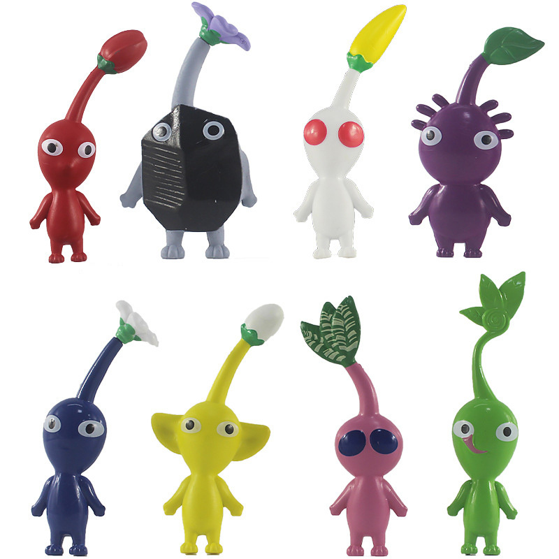 8 ชิ้น 9 ซม.-10.5 ซม.เกมอะนิเมะ PIKMIN รูปกัปตัน Olimar PIKMIN Action Figure PVC คอลเลกชันตุ๊กตาของเ