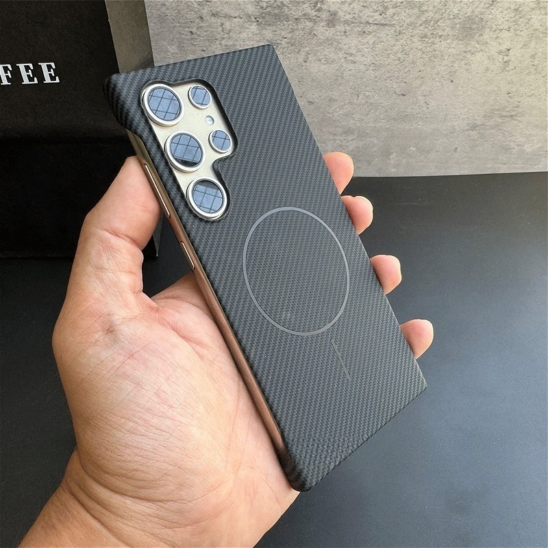 HOCE Ultra Thin Kevlar คาร์บอนไฟเบอร์รูปแบบแม่เหล็กเคสโทรศัพท์สําหรับ Samsung Galaxy S26 S25 S24 S23 Ultra Plus Slim Frameless Cooling Hard Cover