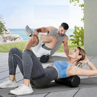 （COD）ลูกกลิ้งโฟมโยคะ EPP Foam Roller สีดำ 45/60 ซม. นวดคลายจุด คลายเส้น ออกกำลังกาย Yoga Roller Pilates Exercise Tool