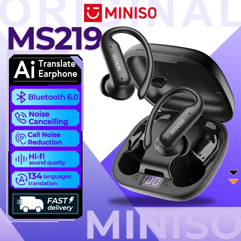 MINISO MS219 หูฟัง OWS หูฟัง Bluetooth 6.0 หูฟังสำหรับออกกำลังกาย หูฟังบลูทูธ ระบบเสียง HiFi Stereo หูฟังไร้สาย คุณภาพเสียงระดับ Hi-Fi หูฟังตัดเสียงรบกวน