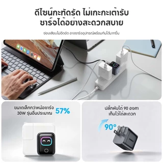 [HOT] Vinko 45W Fast Charger GaN Smart display ขาพับได้ มีหน้าจอ USB C ชาร์จไว PD3.0 QC สำหรับ iPhone 17 Samsung S25