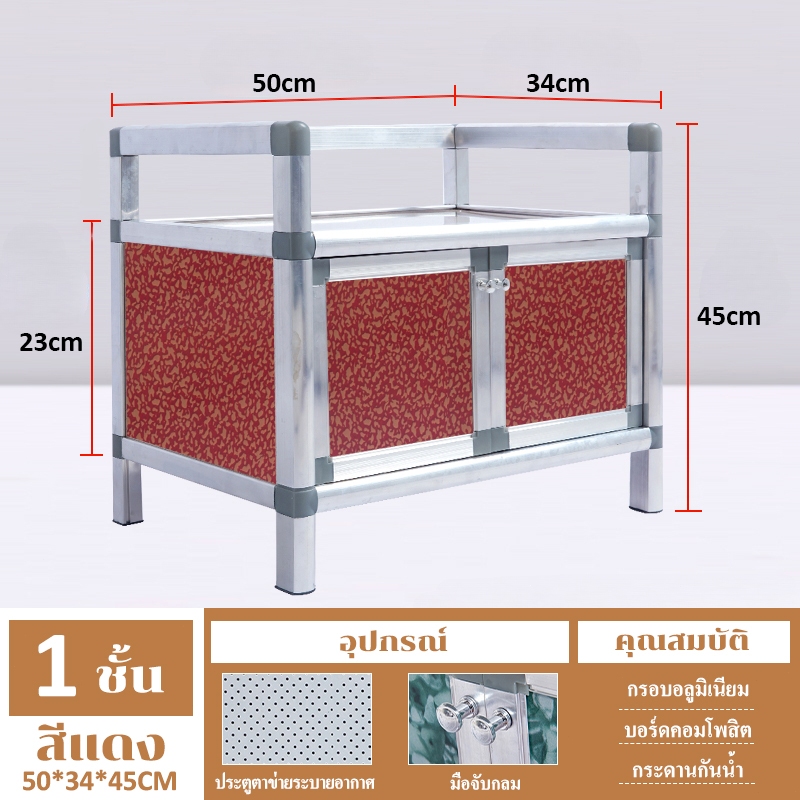 Seaway ตู้เก็บของอลูมิเนียม 1 ชั้น 2 บาน | กว้าง 50ซม. | รับน้ำหนัก 70kg | วางไมโครเวฟ/จานชาม | กันแมลง กันความชื้น