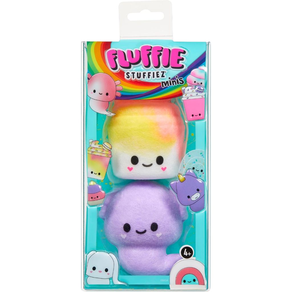Fluffy Stuffiez Shake & Axolotl Minis Collectors Edition Plush, Surprise เปิดเผยแกะ Soft Touch เกมขอ