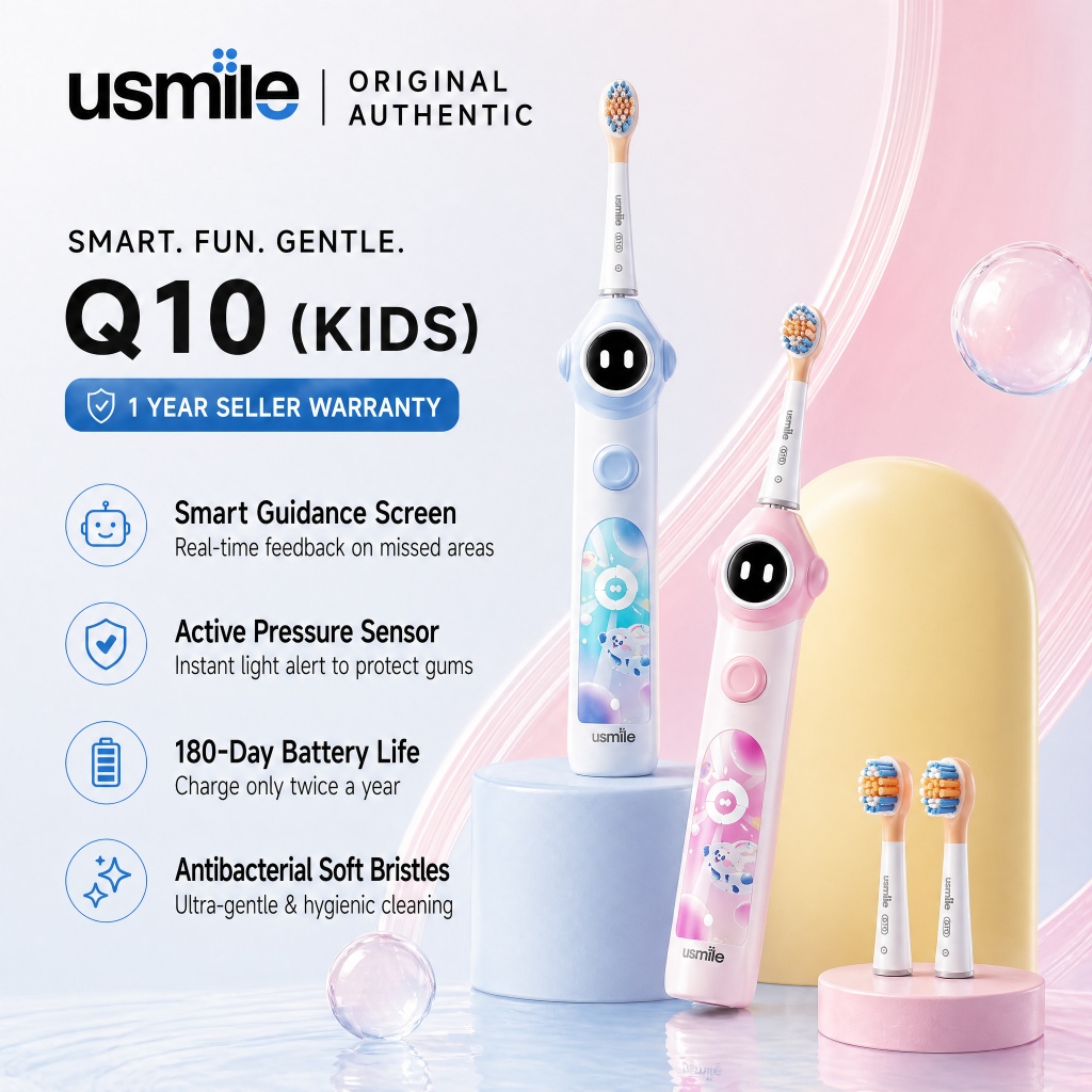 Usmile Q10 แปรงสีฟันไฟฟ้าโซนิคสําหรับเด็กเทคโนโลยีกันกระแทกแหวนหายใจมอด