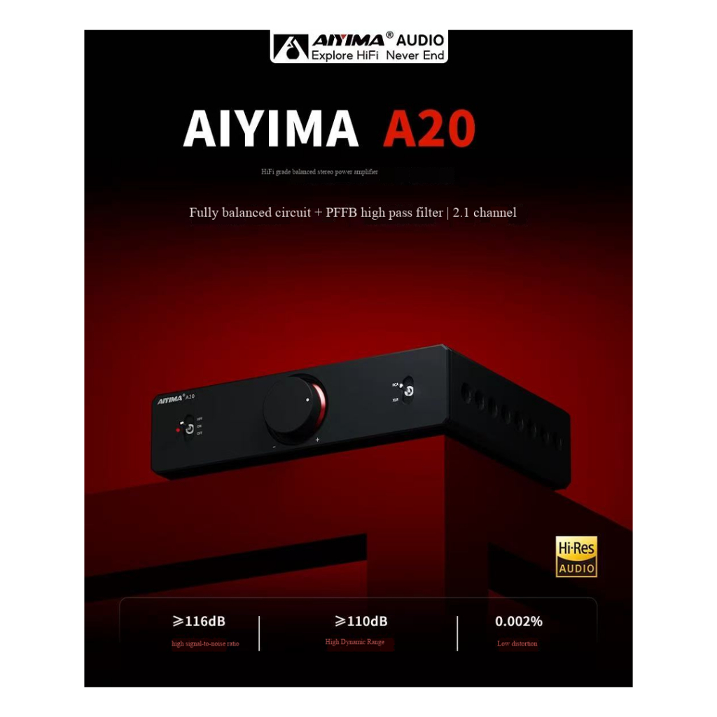 AIYIMA A20 วงจรบาลานซ์เต็มด้วย PFFB และตัวกรองผ่านสูง เพาเวอร์แอมป์ 300W*2