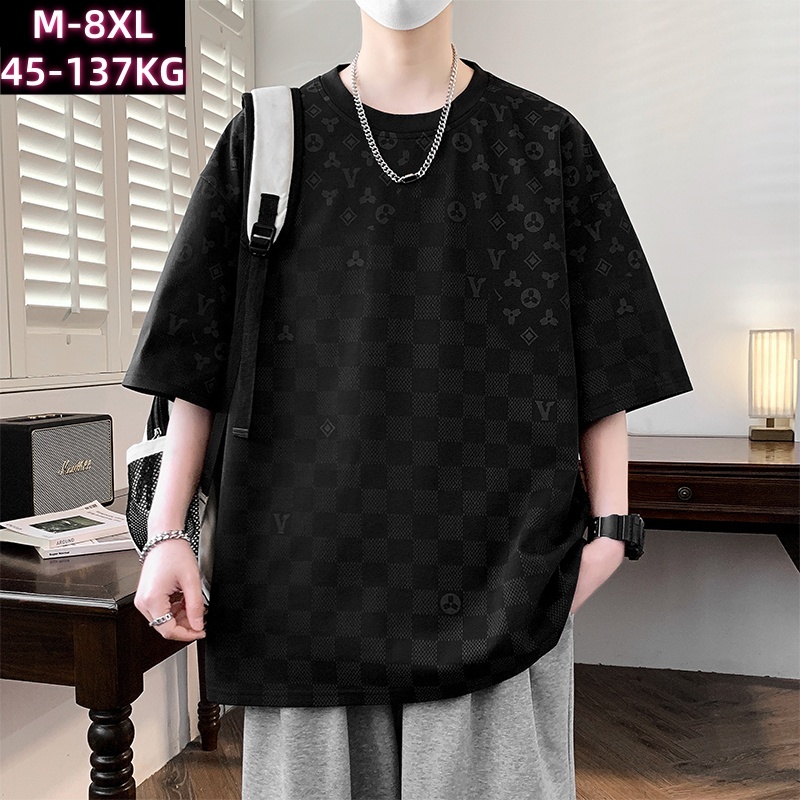 (((M-8XL) Summer Large Size Trend Printing Niche Letters Short Sleeve