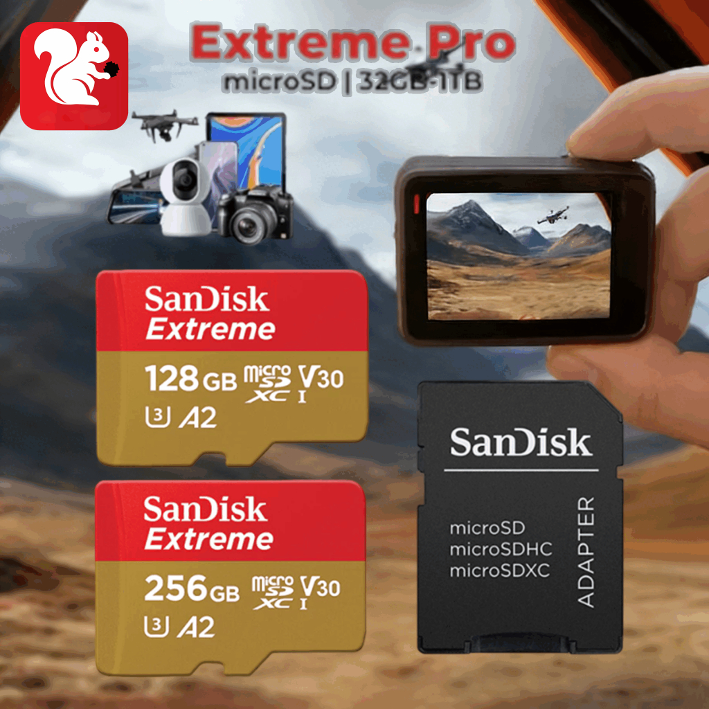 SANDISK EXTREME Micro SD Card 256GB 128GB 64GB SDXC A2 U3 R/W 190/130mb/s* (SDSQXAV) Nintendo Switch